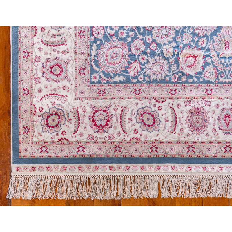 Tapis à motif de lattes de bambou bleu Dashamir, Rectangle 6 pi x 9 pi