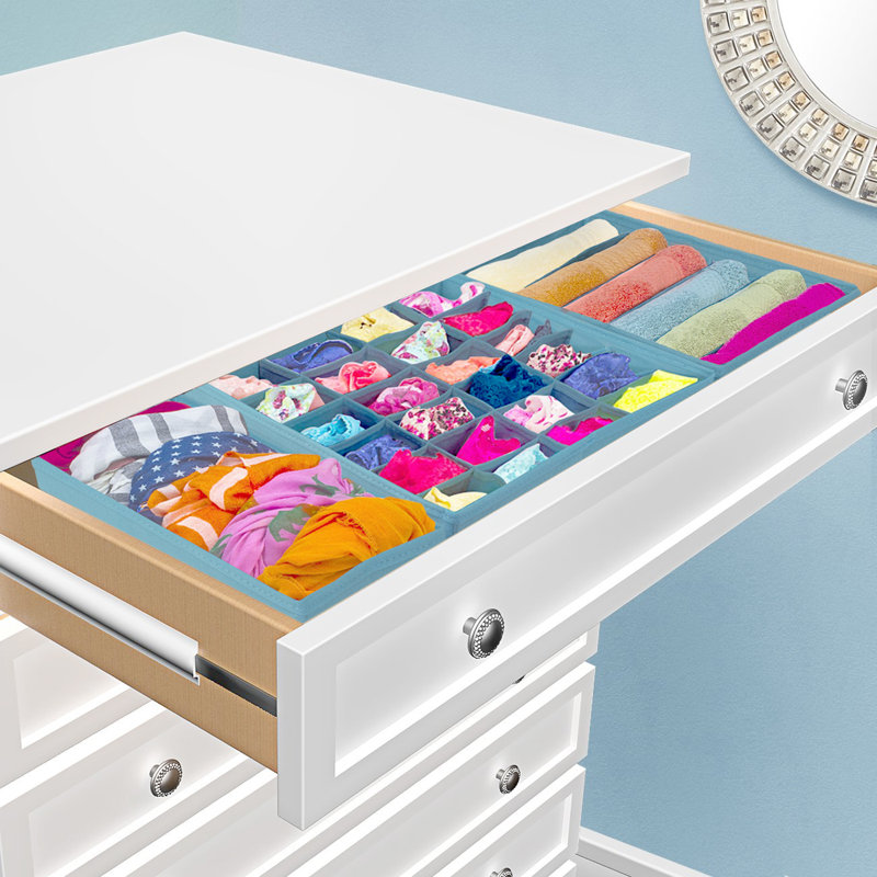 Rangement pliable sous le lit 4 pièces, Turquoise