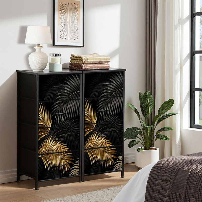 4 Drawer Dresser for Bedroom, Narrow Chest of Drawers, Wooden Top and Study Iron Frame 18"x37.5"-(WxH)