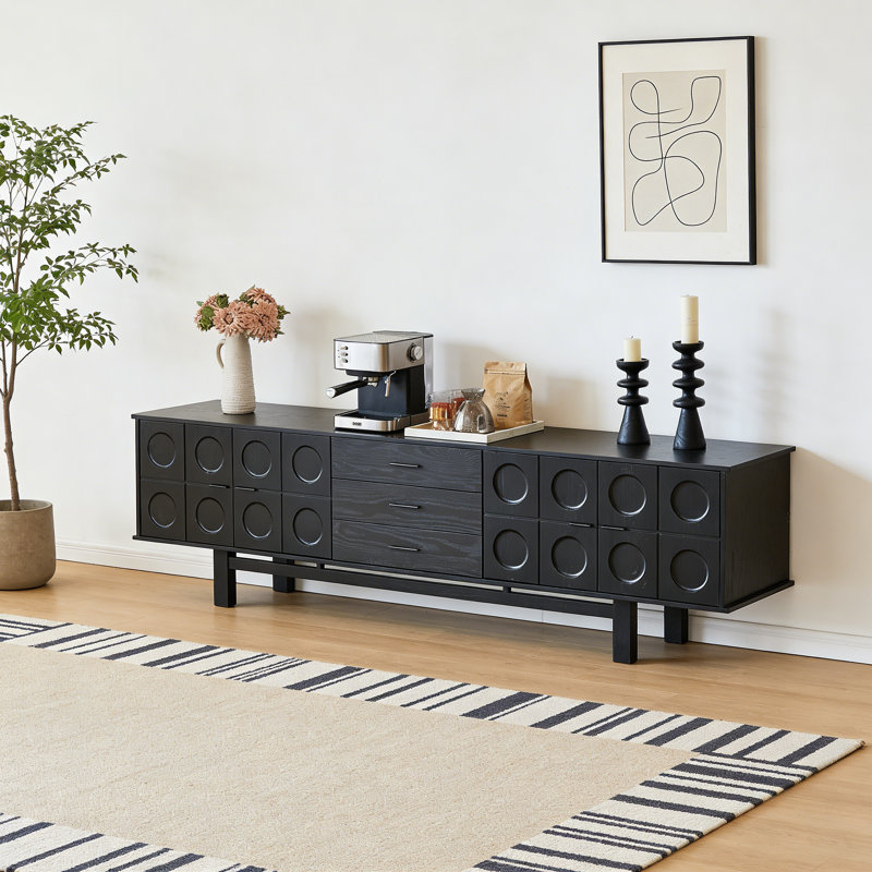 Meuble télé noir français au design rétro