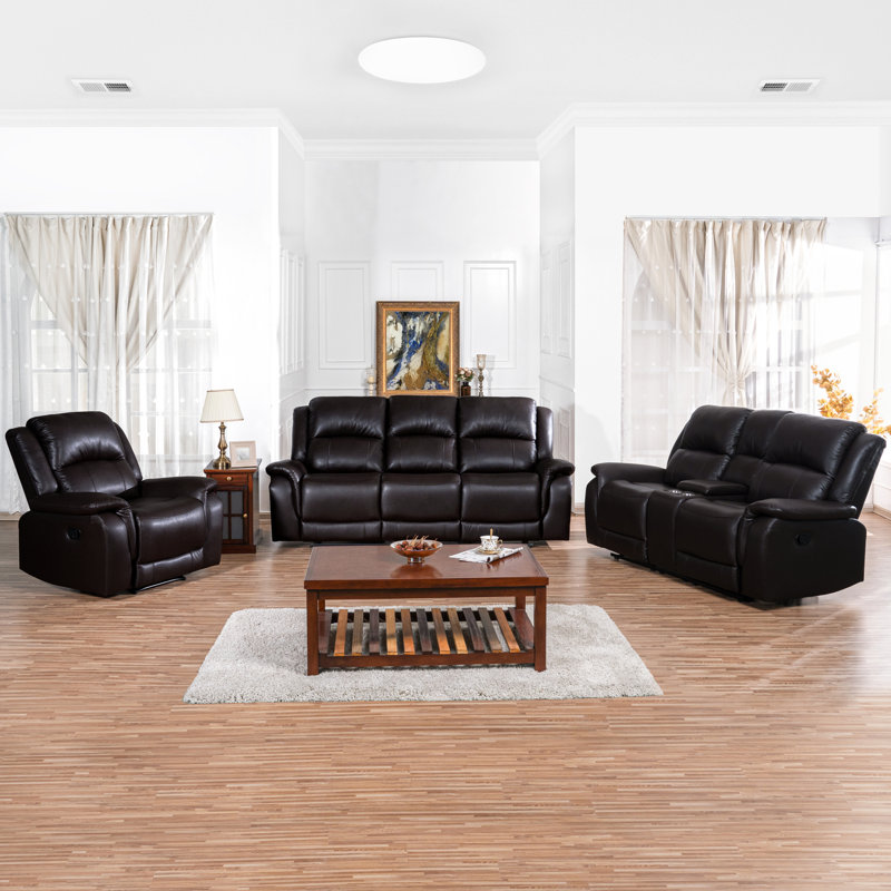 Ensemble de sièges de cinéma maison 3 pièces Derdine Opulent - Fauteuil inclinable, causeuse et canapé pour un confort ultime