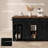  58" Farmhouse Kitchen Island with Storage, Sliding Barn Door & Metal Grid Side Door, Rolling Drop Leaf Kitchen Island on 5 Wheels with Spice Rack, Glass Holders-726479880