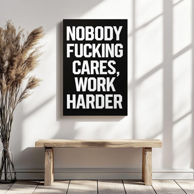 Plat en 2 dimensions, art mural sur toile encadré 1pc, slogan inspirant, conception de texte audacieux, impression sur toile de style minimaliste moderne