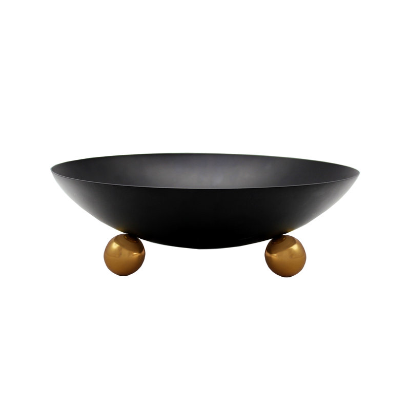 Temari Footed Salad Bowl, Black/Gold