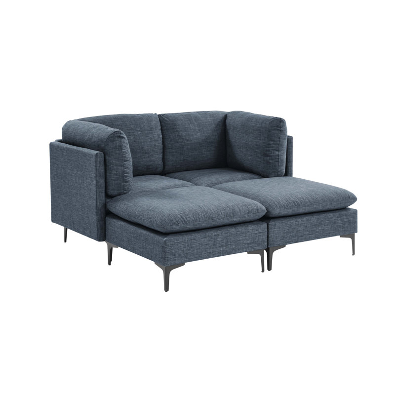 Canapé modulaire rembourré avec pieds en métal, Bleu très foncé