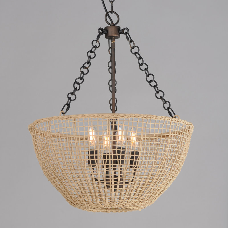 Cestino-Invert Bowl Pendant, Antique Bronze