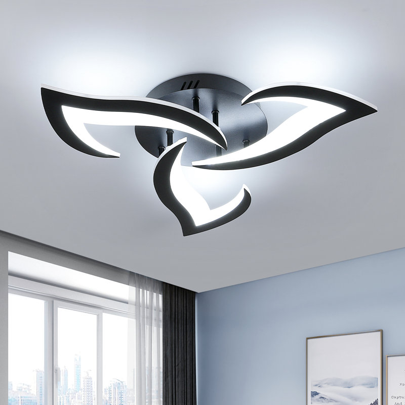 Brianie 33W 3-Head Led Flush Mount Ceiling Light, Black, White Light 6000K