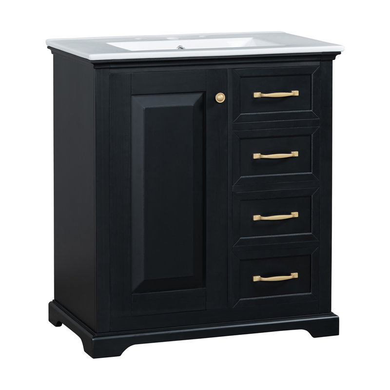 Meuble-lavabo de salle de bain avec lavabo, Noir, noir, noir, noir