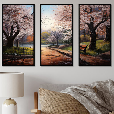 Pink Springtime Park Floral Canopy I - Tree Canvas Wall Art