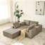 Canapé modulaire en forme de L à 4 places sans os, canapé en velours côtelé sans installation, convient aux salons de bureau, assemblage de luxe gris de 139,3 po-121106404-121106401-121106399