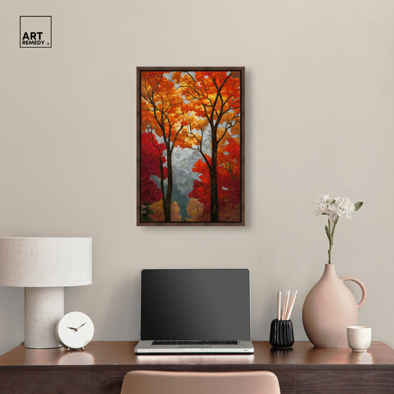 Pixelated Pines II Framed Canvas Print Nature Wall Art by Art Remedy, Black Frame, 10 x 15, 25"H x 17"W, Walnut Frame