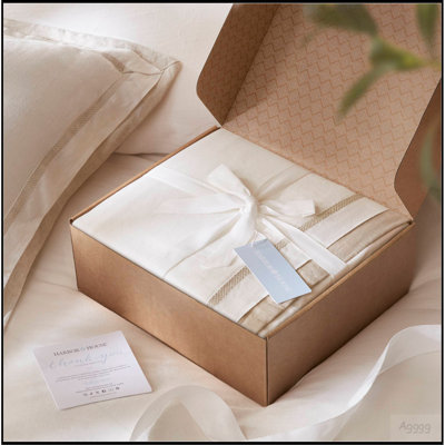 3 Pieces Full/Queen Duvet Cover Set,White+Beige
