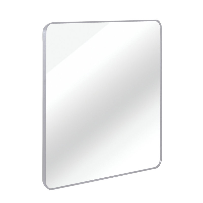 30 In X 30 In Silver Metal Framed Square Bathrrom Mirror For Wall., Silver, 30" x 30"