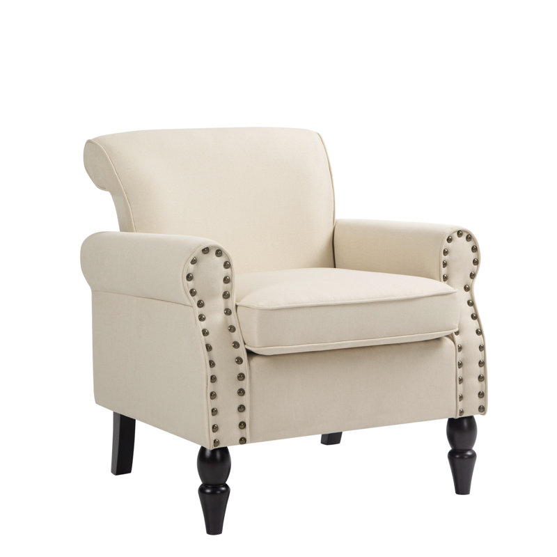 Arian 76 Cm Wide Cotton Armchair, Beige Polyester Blend