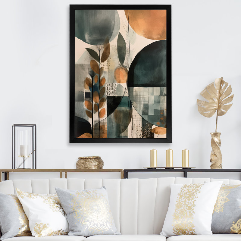 «Lyna Green and Brown Artistic Libération II», reproduction sur toile, Cadre photo noir, H 20 po x l 12 po x P 1 po