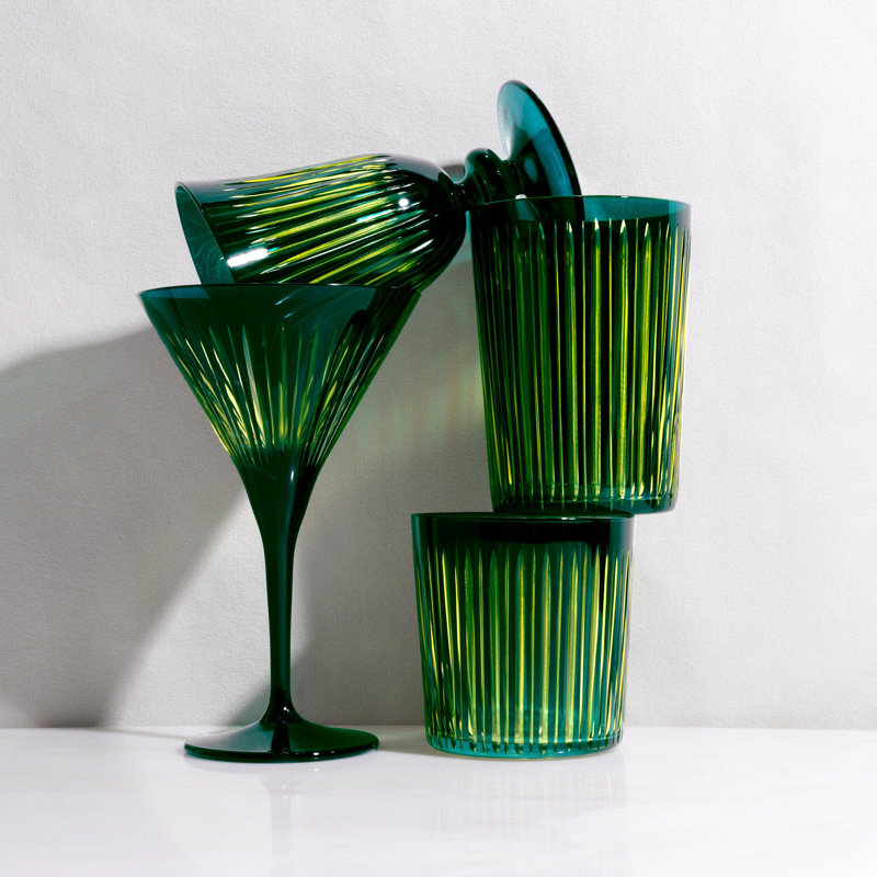 Prism Martini Glasses, Green