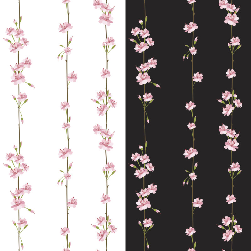 Cherry Blossoms Seamless Pattern by Diane Labombarbe - No Frame Art Prints on Canvas, 51cm H x 51cm W