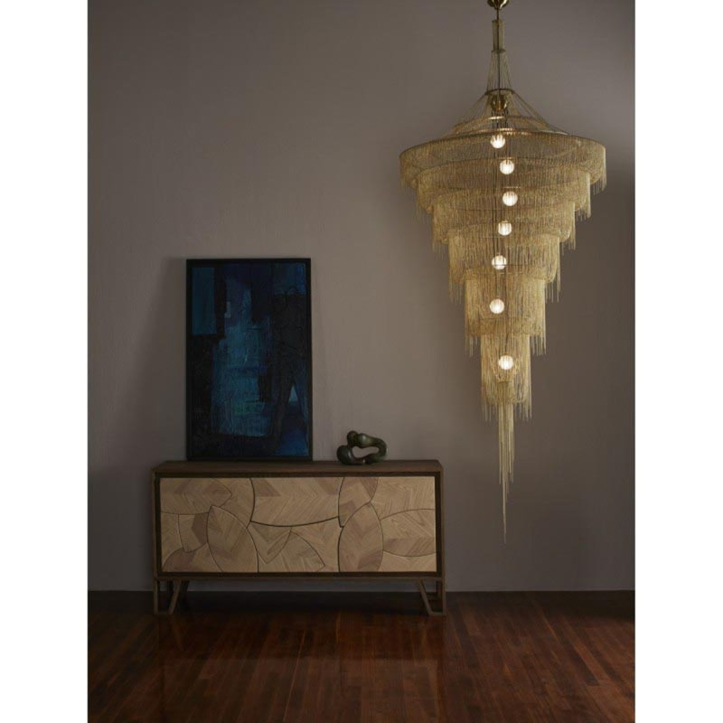 Lustre en cristal clair, Nickel poli, Plaqué chrome, 16" Wide x 48" Height