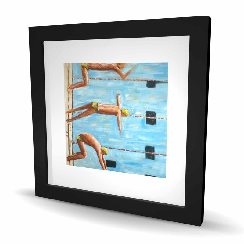 «Swimmers - Man Orange», reproduction matte encadrée pour la décoration intérieure