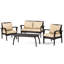 Chaise bistro et table d'extérieur Pe 4Pc - brun + brun clair, fer, chaise imperméable