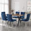 Ensemble de salle à manger rectangulaire en bois avec chaise capitonnée-1354642932-1354642930