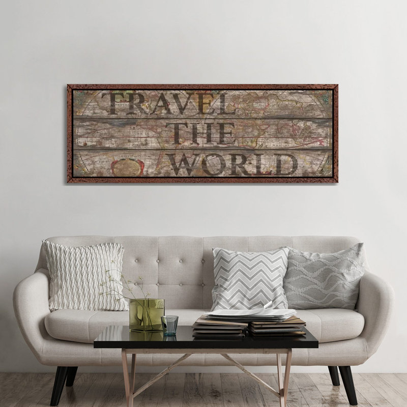 Travel The World by Diego Tirigall - Floater Frame Panoramic Gallery-Wrapped Canvas Giclée on Canvas, Classic Wood