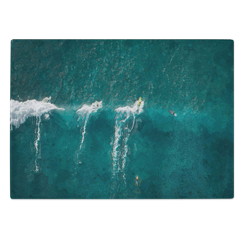 Tempered Glass Surfing a Wave in Hawaii Chopping Board, 28.5 cm W x 20 cm L
