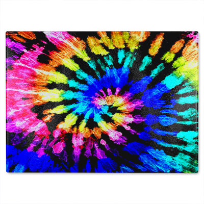 Tie Dye Pattern Glass Chopping Board