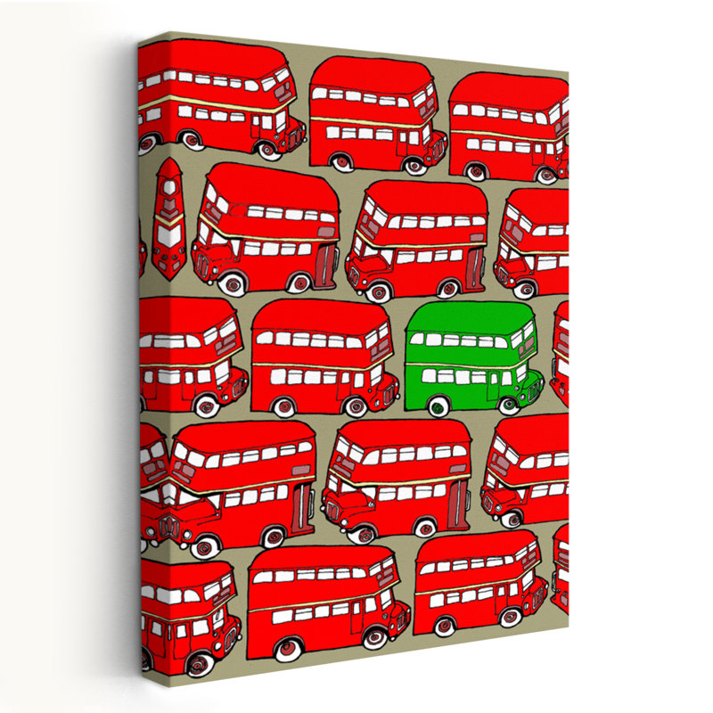 Odd Ones - Green Double Decker - Children Novelty Patterns Art, 36" H x 24" W