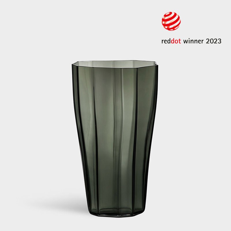 Reed Handcrafted Glass Table Vase, 11.8" H x 7" W x 7" D, Moss Green