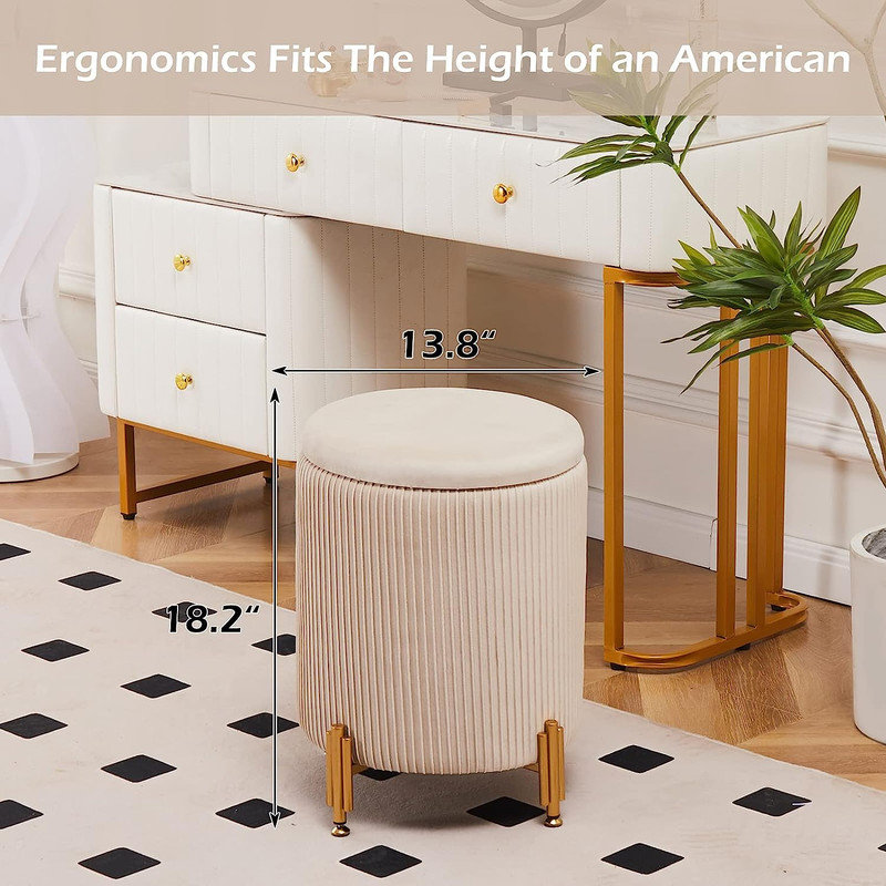 Ozite Velvet Ottoman, Beige