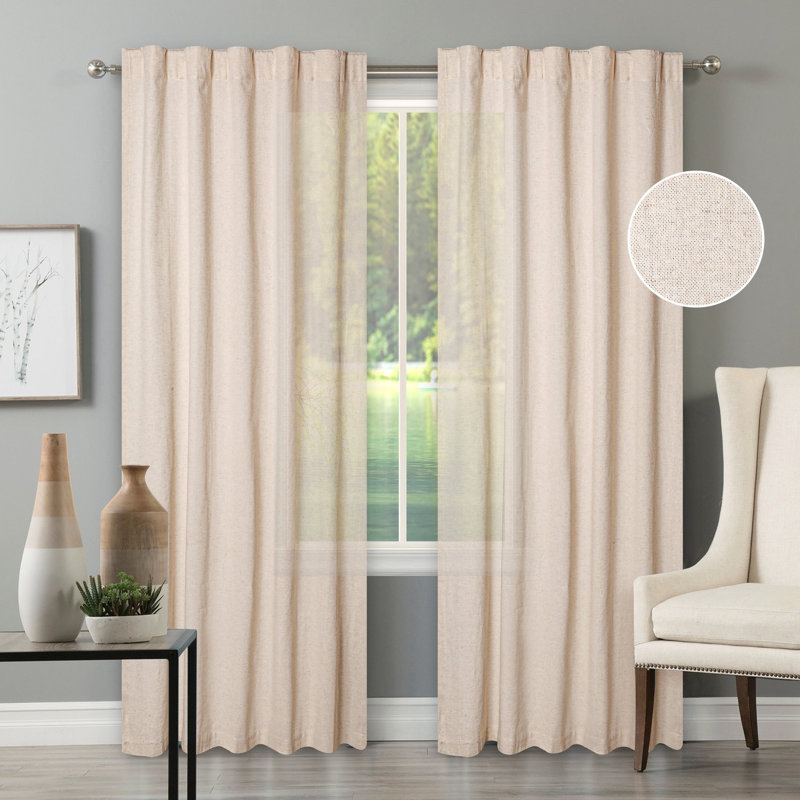 Rideaux en lin de coton naturel, Brun clair naturel