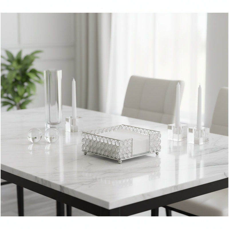 Porte-serviette de table Servilleta, H 3 po x l 8 po x P 8 po, Argent