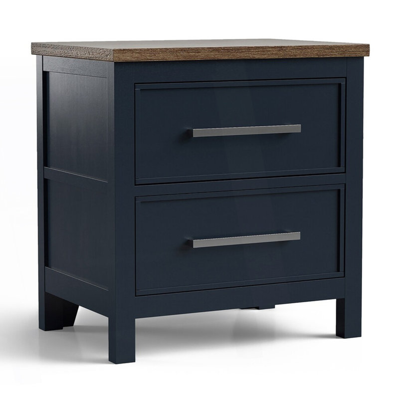 Table de chevet Modern Farmhouse, Bleu / brun foncé