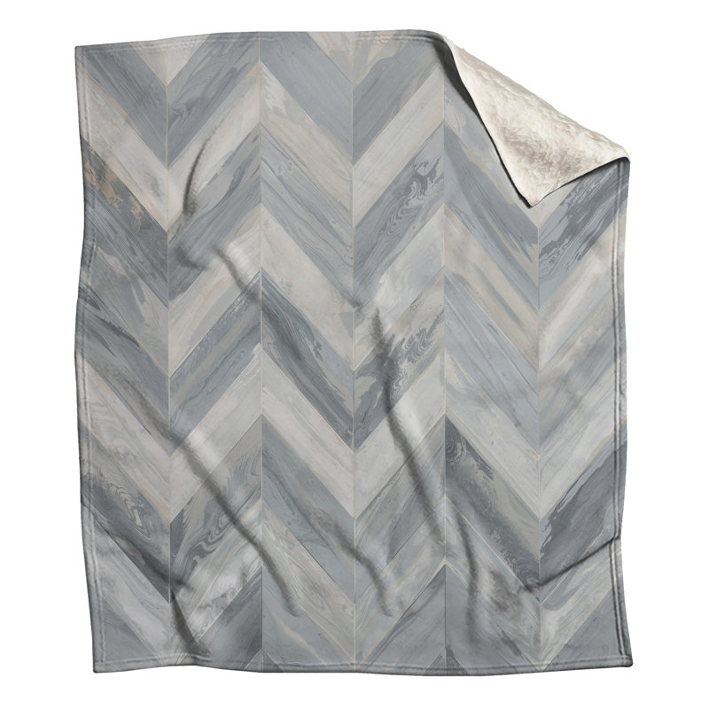 Couvertures à texture de marbre gris à chevrons, L 50 po x H 60 po