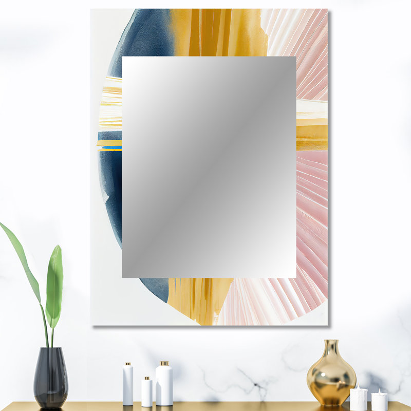 Large miroir doré brossé II - abstrait, spirales abstraites, 40 po x 30 po