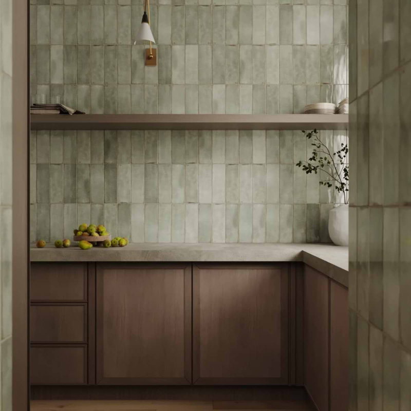 Los Lunas 4x12 Polished Ceramic Subway Wall Tile, Green