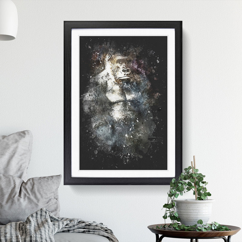 The Silverback Gorilla - Picture Frame Painting Print, 87cm H x 62cm W x 2cm D, Black Framed