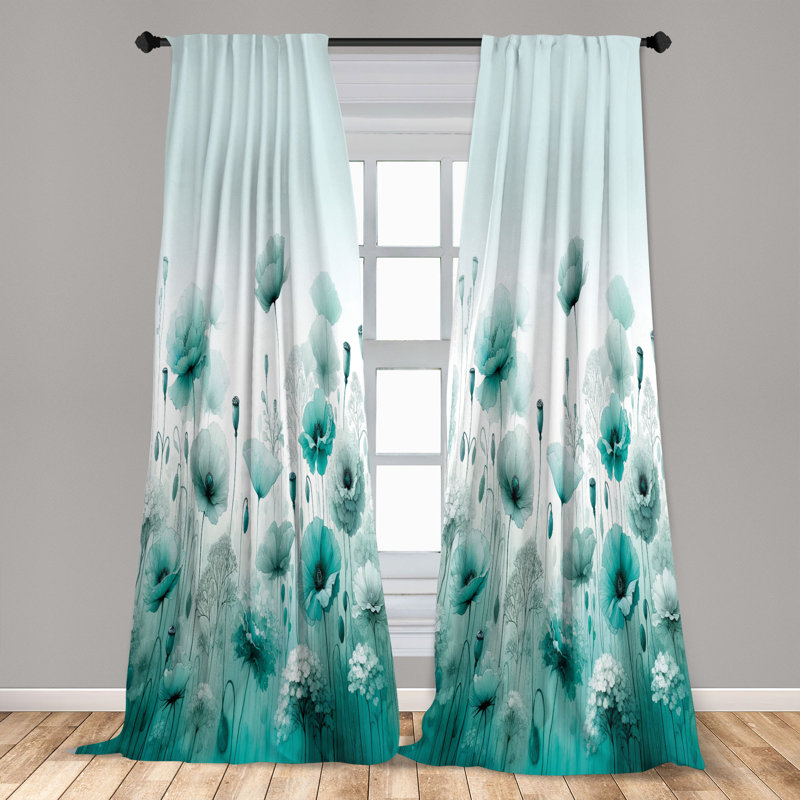 Ensemble de rideaux 4 pièces Ambesonne Turquoise, L 56 po x L 84 po