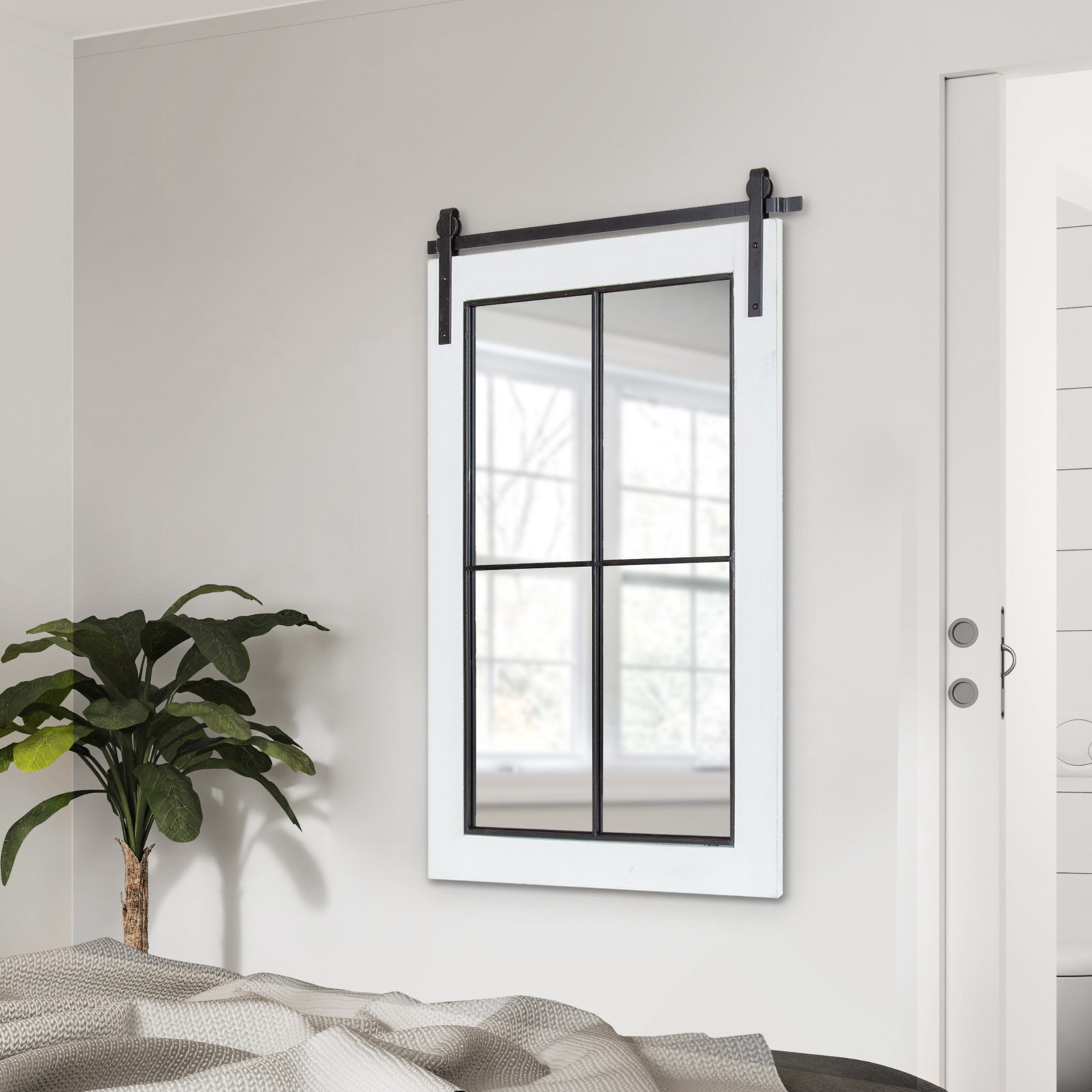 Enora 22" Accent Mirror, White, 37" x 22"