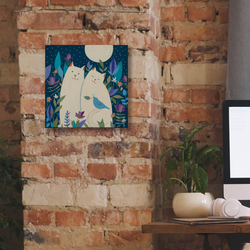  «Two Cats» par Sue Davis, art mural sur toile, 12 po x 12 po, H 12 po x l 12 po