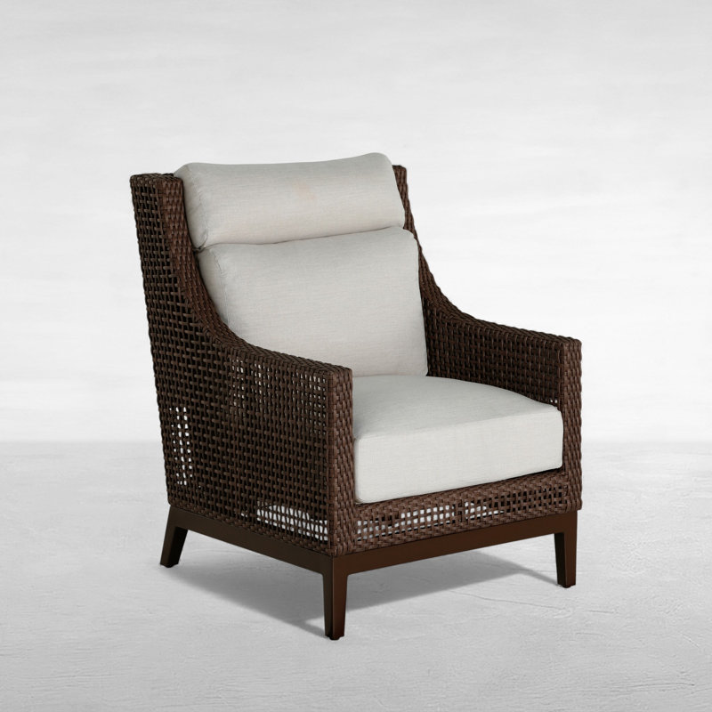 Peninsula Woven Lounge Chair, No welt + Standard fill, Bali Pearl, Mahogany/Chestnut