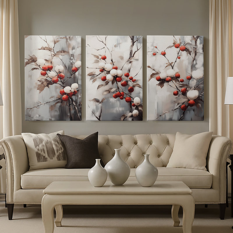 Art des Fêtes de Noël - Série 2 - CDXII - Toile tendue avec châssis sur mesure - 3 pièces, H 12 po x l 24 po