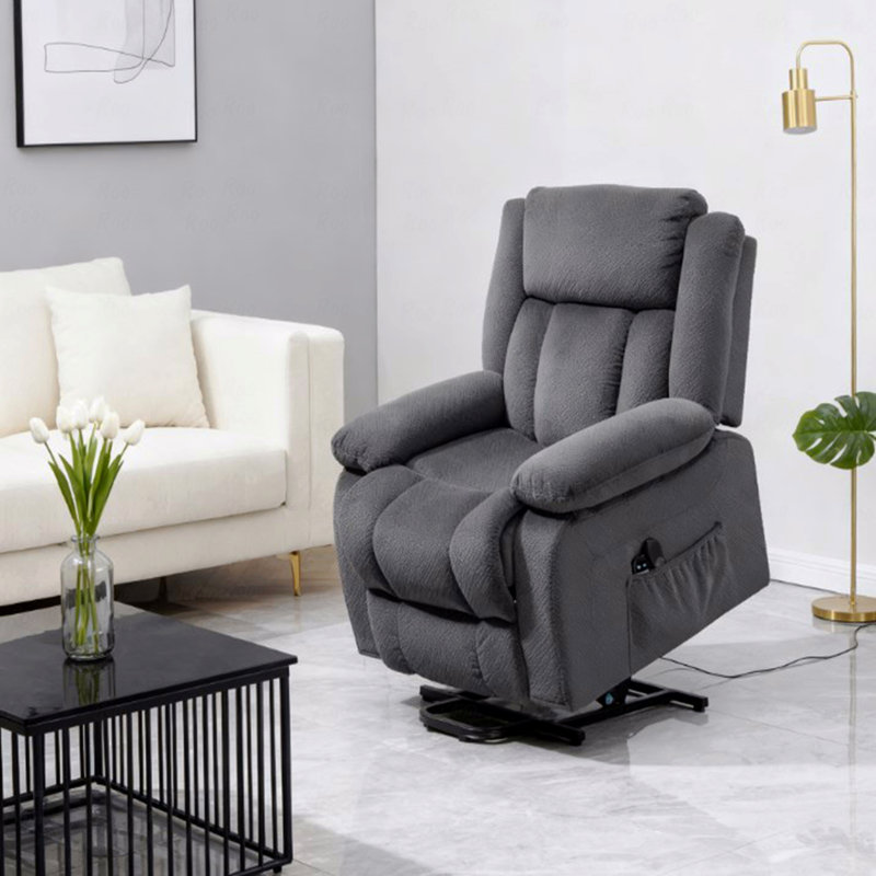 Fauteuil électrique avec poches latérales, avec fonction de levage électrique et fauteuil inclinable avec fonction de massage et de chaleur