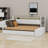 Modern Upholstered Daybed with Storage Footstool, Built-In Shelves, Trundle, USB and LED-1243511487