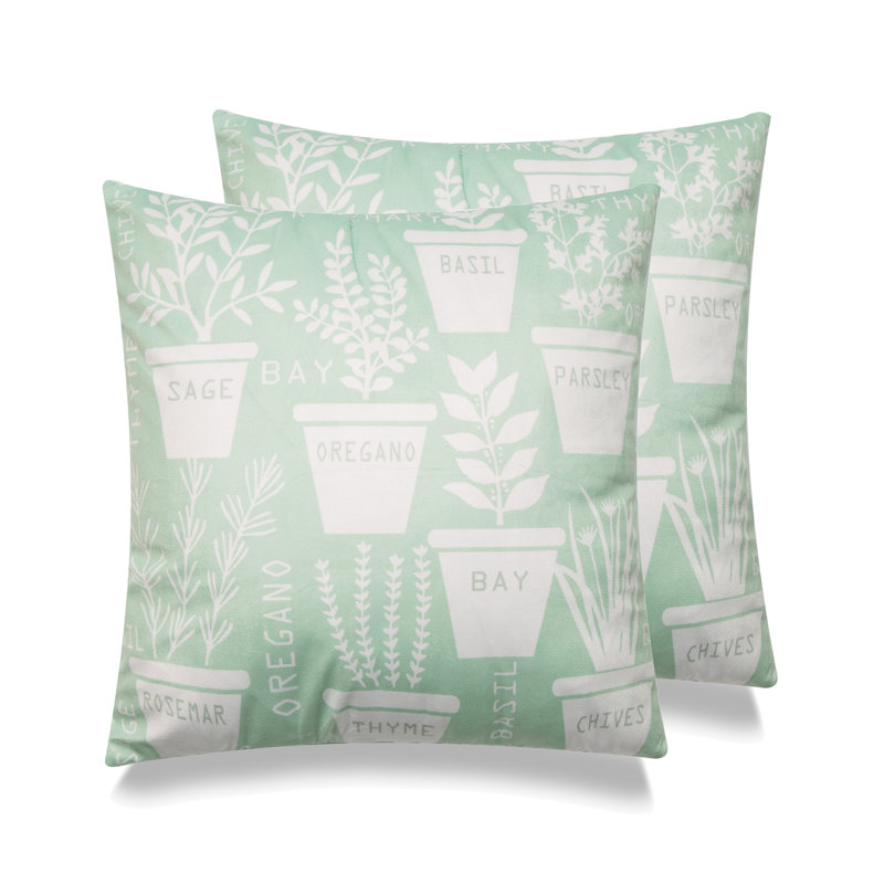 Housse de coussin Herb, Vert / blanc