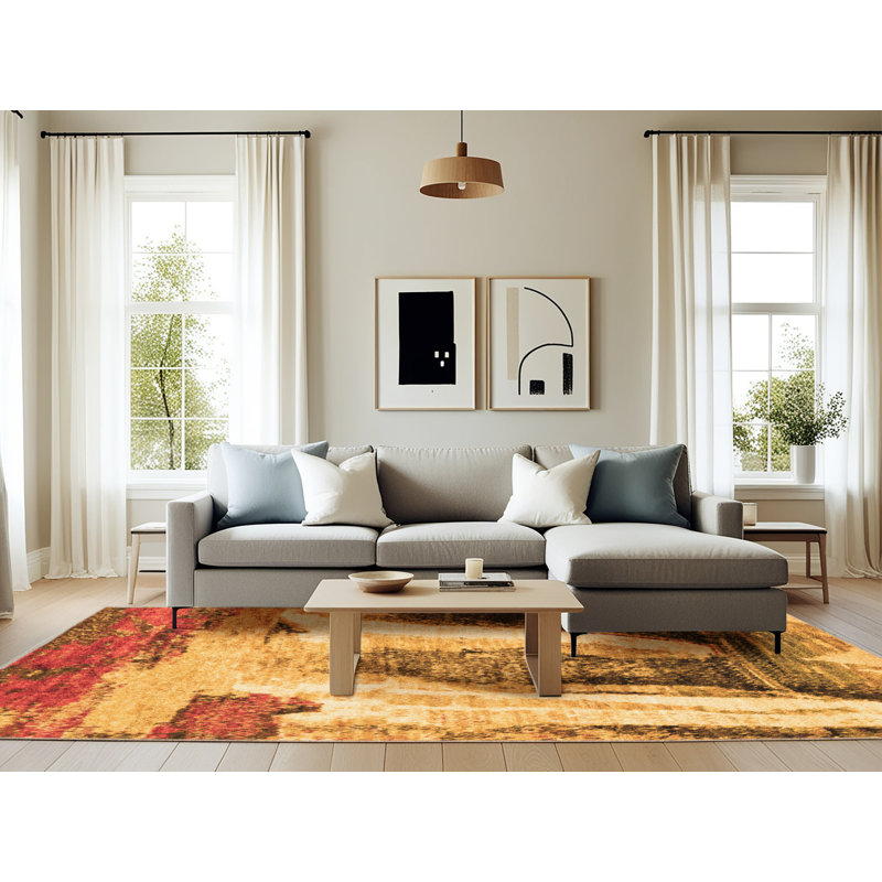 Brawith Abstract Indoor Rug, Rectangle 6' x 9'