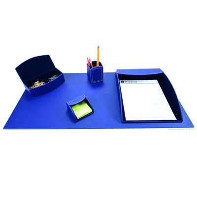 Ensemble de rangement de bureau en cuir bleu marine