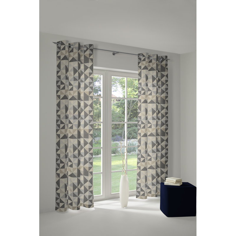 Vanesa Room Darkening Curtain, 145 W x 245 D cm, Grey/Dim Grey/Dark Grey