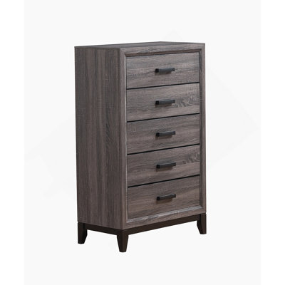 Commode verticale en bois manufacturé avec 5 tiroirs